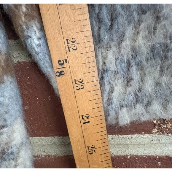 Sam Edelman Coat Womens 8 Blue Brown Plaid Double Breasted Fuzzy Long Winter - Picture 8 of 8